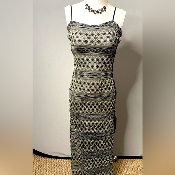 Women's Maxi Cut Out Dress High Slit Side Lace Up Spaghetti straps- Size Small - Picture 5 of 13